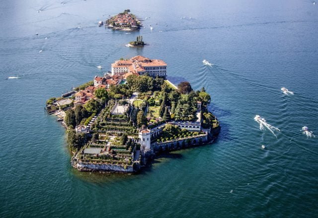 isola bella e isola pescatori dall'alto
